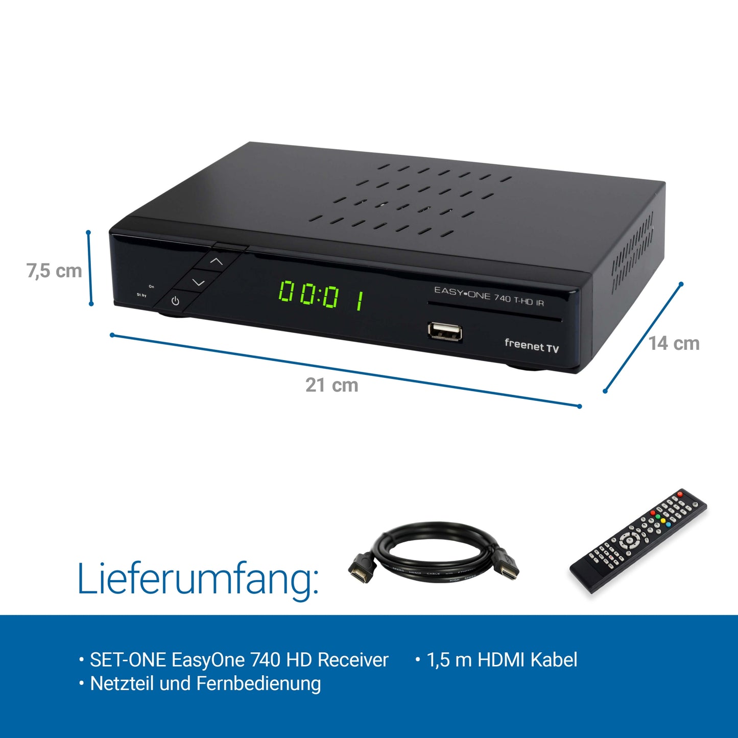 EasyOne 740 DVB-T2 Receiver HDMI Bundle