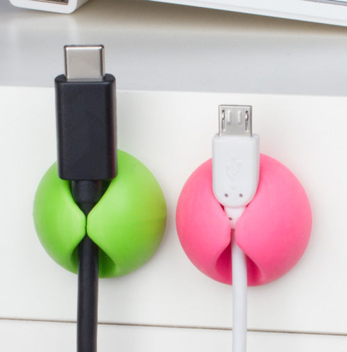 Cable Candy Flexible Kabelhalterung 6er-Set, Kabelmanagement grün/pink