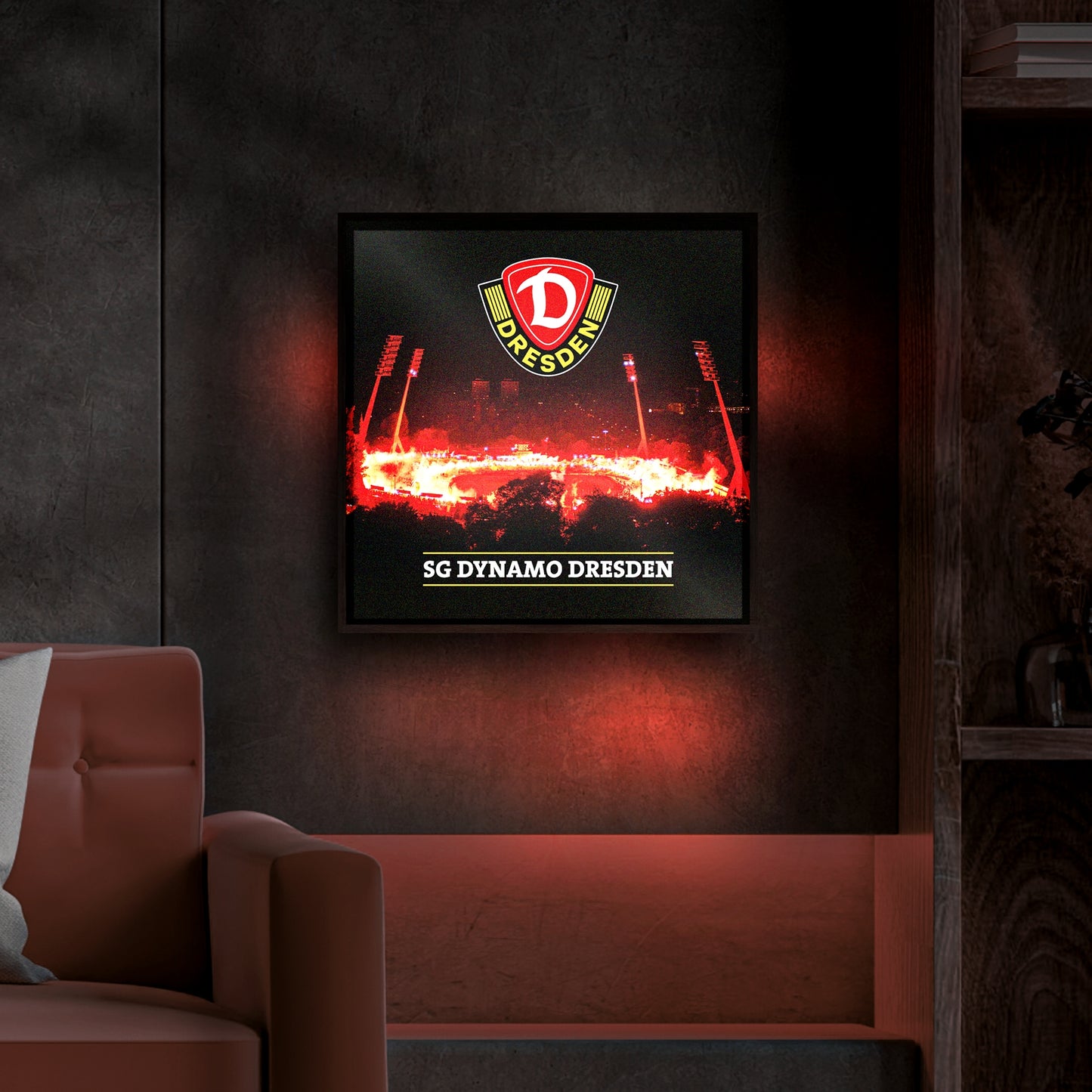 FanPunkt Rahmenbezug für LED Bilderrahmen Dynamo Dresden, Bengalo