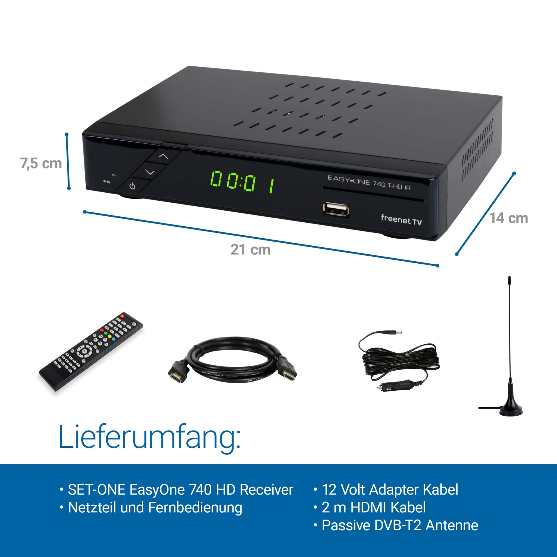 EasyOne 740 DVB-T2 Receiver Camping Bundle