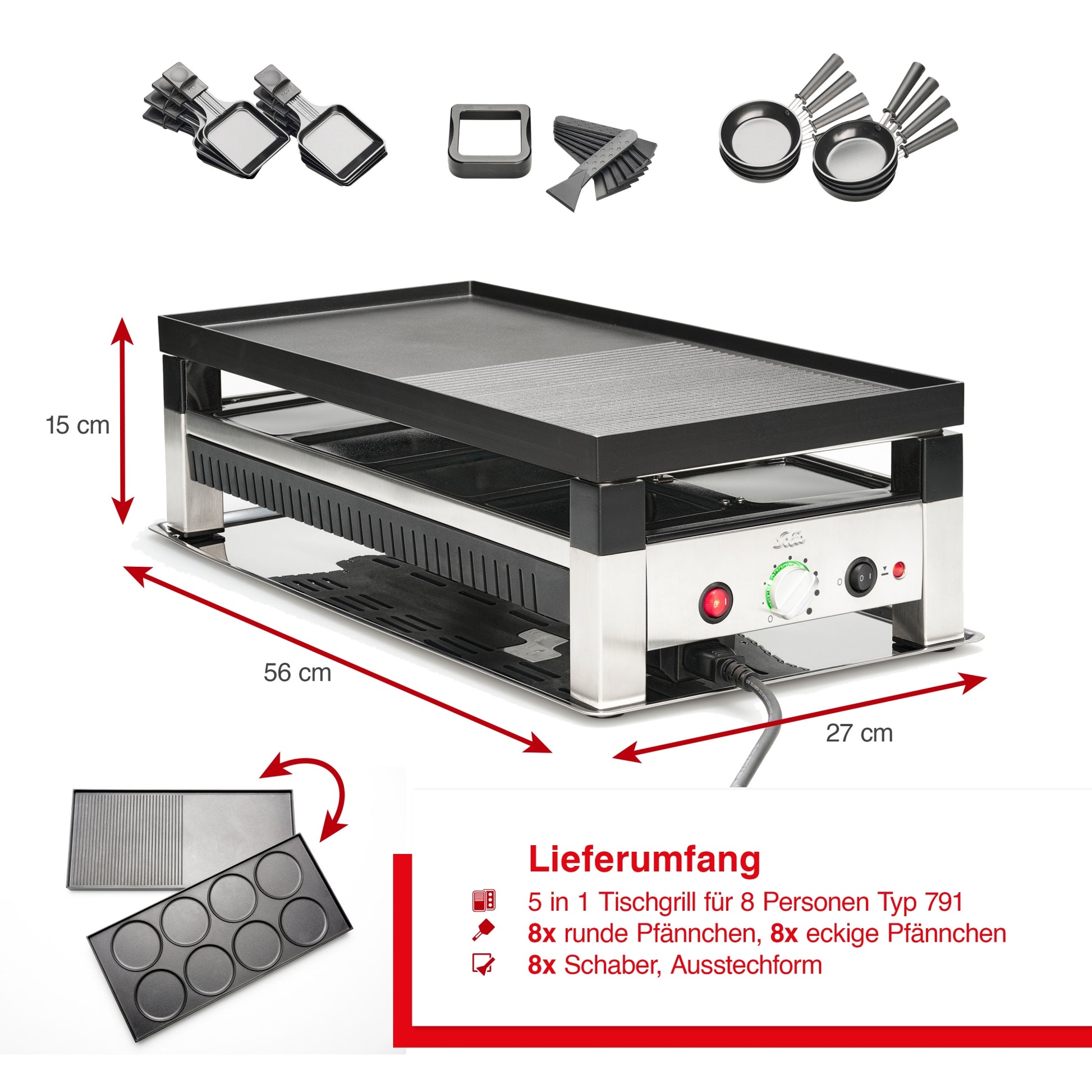 5in1 Tischgrill f&uuml;r 8 Pers. (Typ 791)