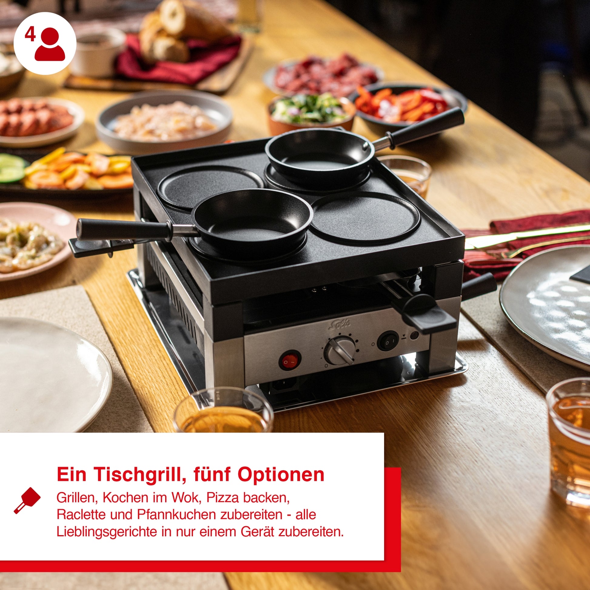 5in1 Tischgrill f&uuml;r 4 Pers. (Typ 7910)