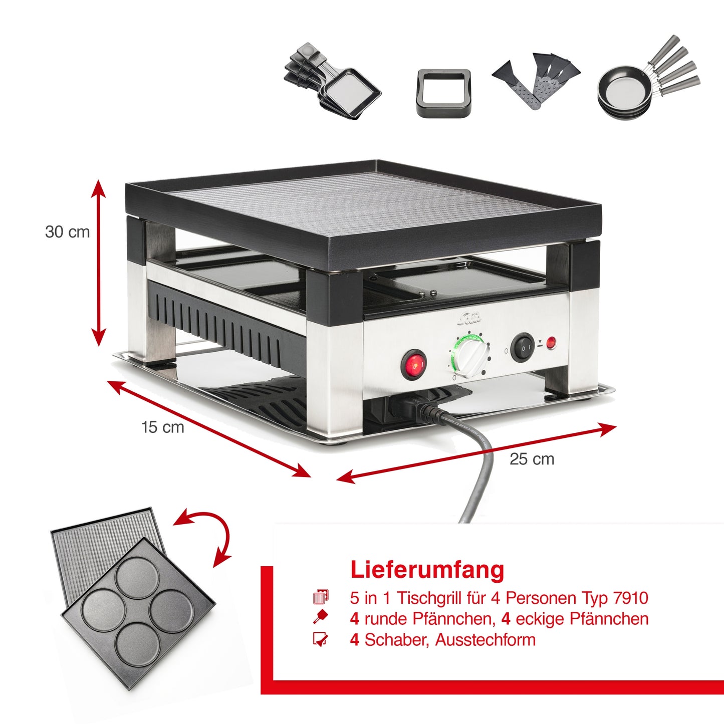 5in1 Tischgrill f&uuml;r 4 Pers. (Typ 7910)