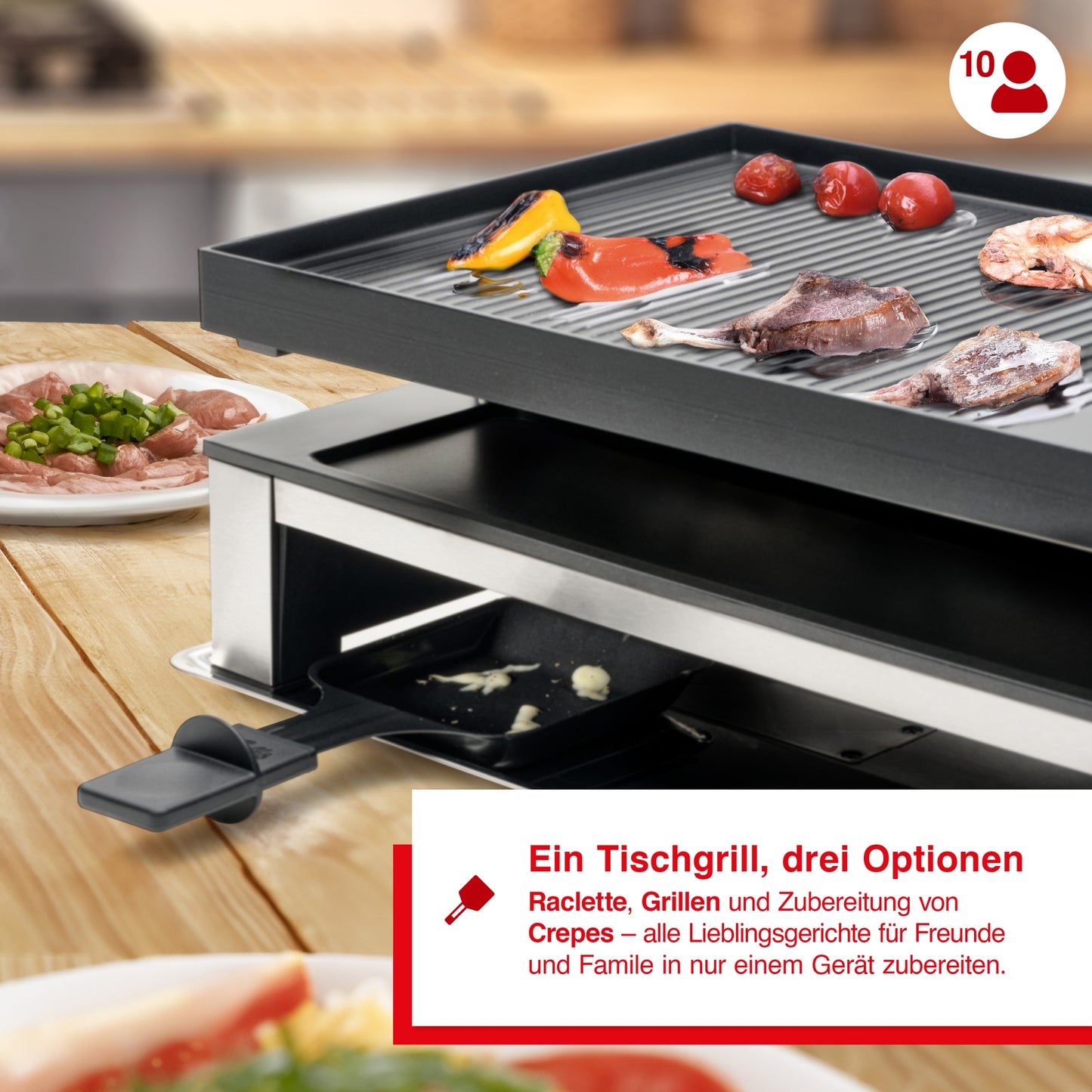 3 in 1 Combi Grill f&uuml;r 10 Personen (Typ 7911)