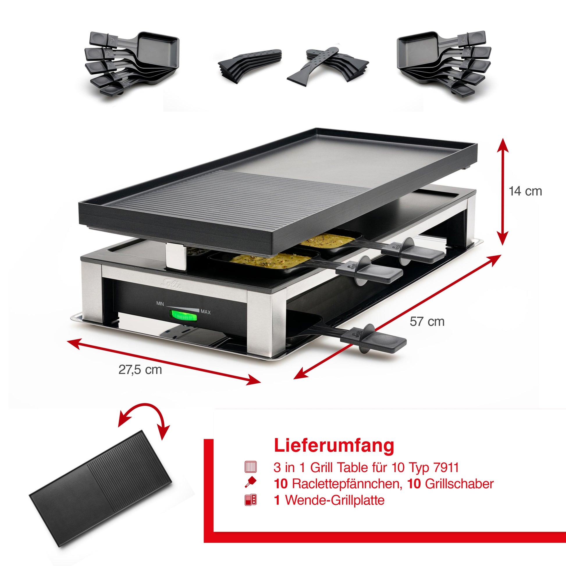 3 in 1 Combi Grill f&uuml;r 10 Personen (Typ 7911)