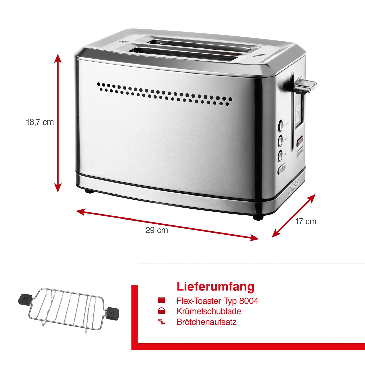 Flex- Toaster m. Br&ouml;tchenaufsatz (Typ 8004)